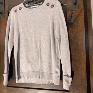 Pink Clover Taupe Button-Shoulder Sweater